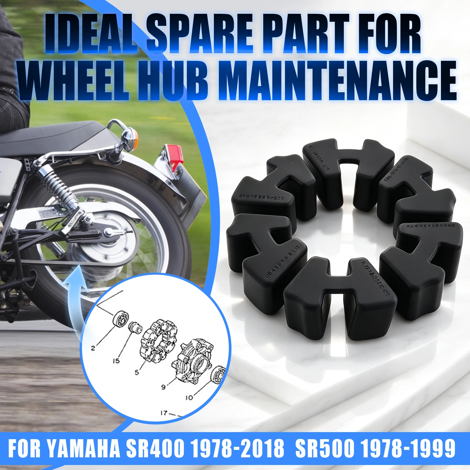 Motorcycle Rear Wheel Hub Damper Rubber Buffer Cushion Set Cush Drive For Yamaha SR400 1978-2018 SR500 1978-1999