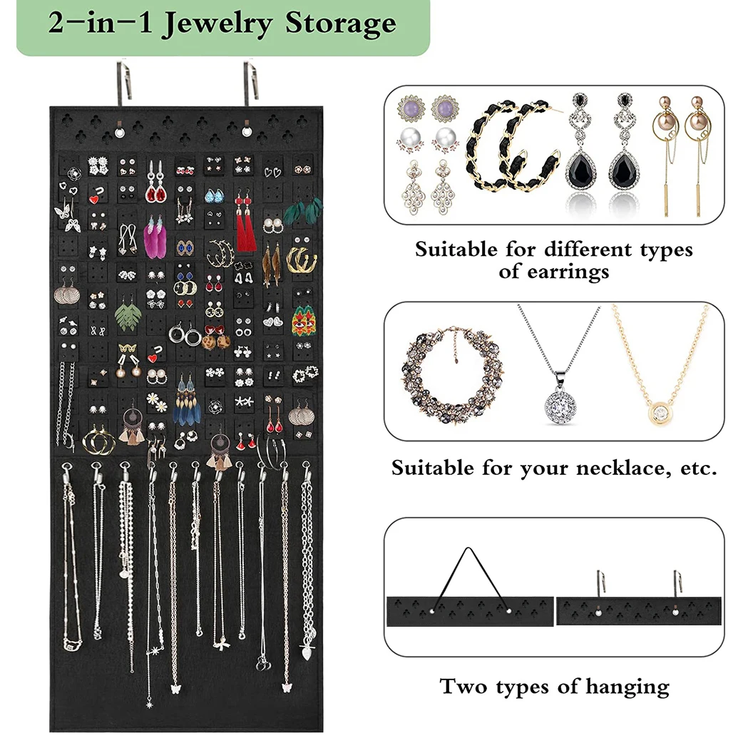 Large Capacity Jewelry Organizer Hanging Wall Mounted Necklace Earrings Storage Holder Folded Display Big Bags for Women Girls