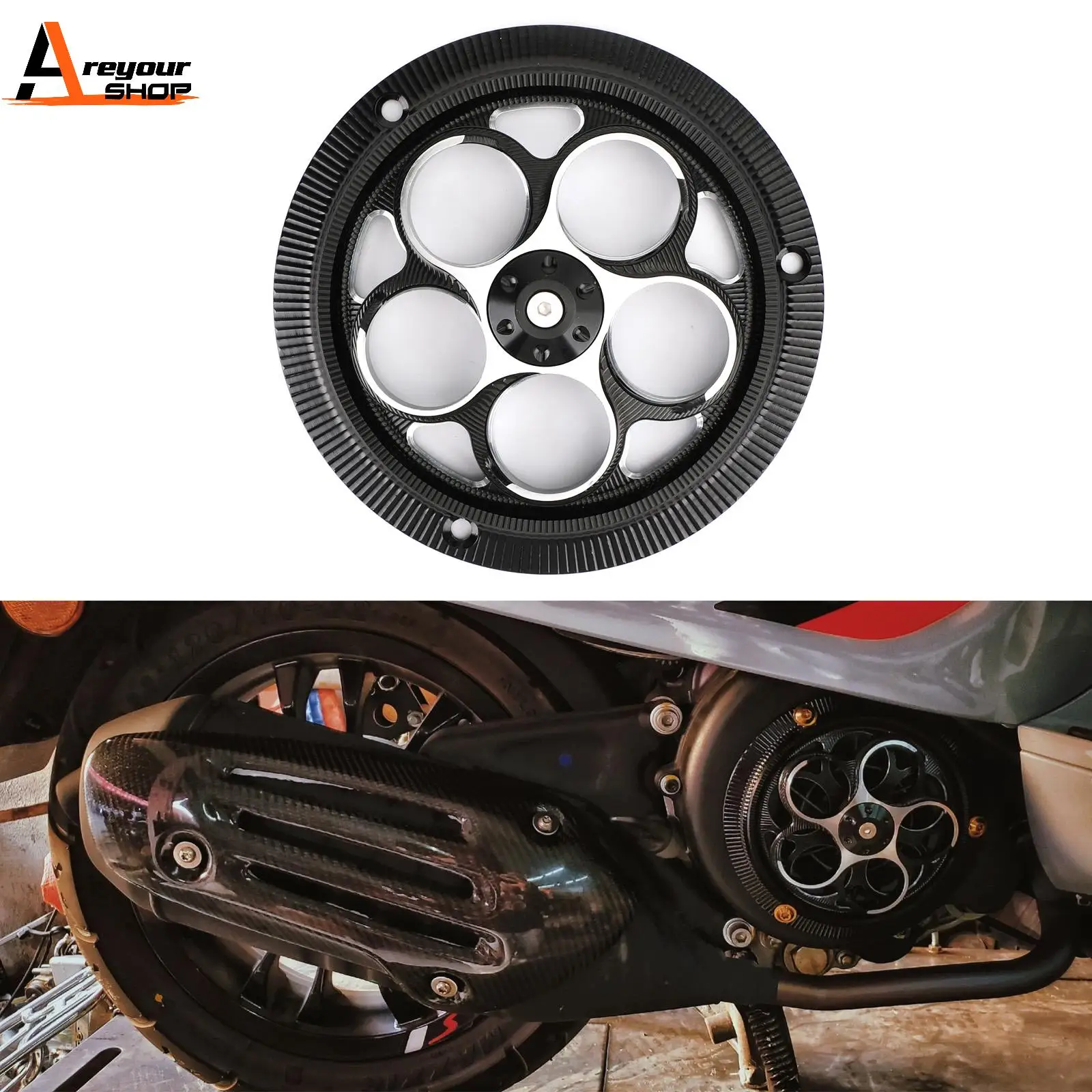 

Areyourshop CNC Aluminum Fan Cover Protector For Vespa Primavera Sprint 125 150 i.e 2013 -2020 Motor Accessories Parts