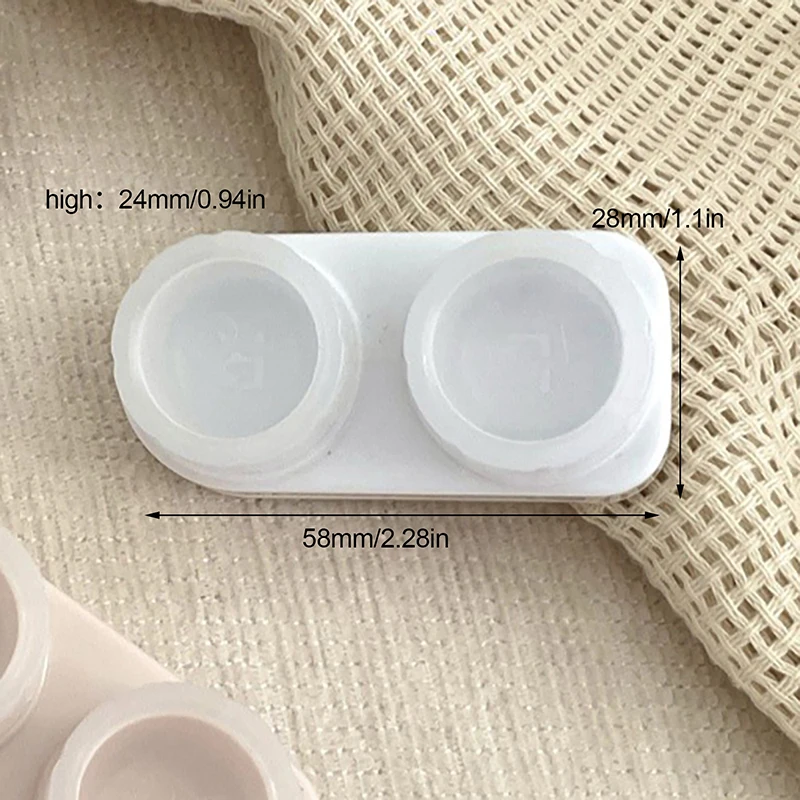 Mini Simple White Contact Lens Case Double Box Storage Holder With Mirror Eye Care Box Contact Lens Organizer Kit Gift Portable