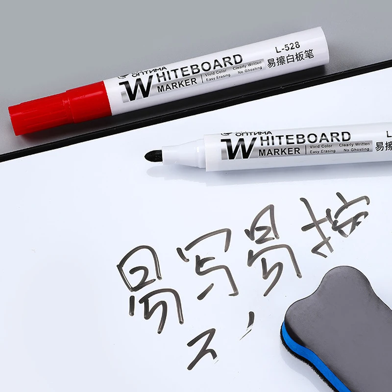 4pcs Whiteboard Marker Set,2.0mm Nib,Black Blue Red High-Volume Ink,Office Teaching Pen,Clear Handwriting & Easy Erasure