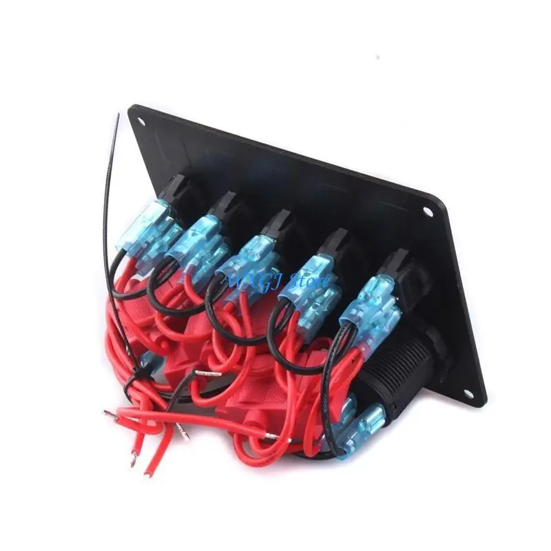 

37JE LED Rocker Switch Panel with Digital Voltmeter Dual USB 12V For Car Marine Boat