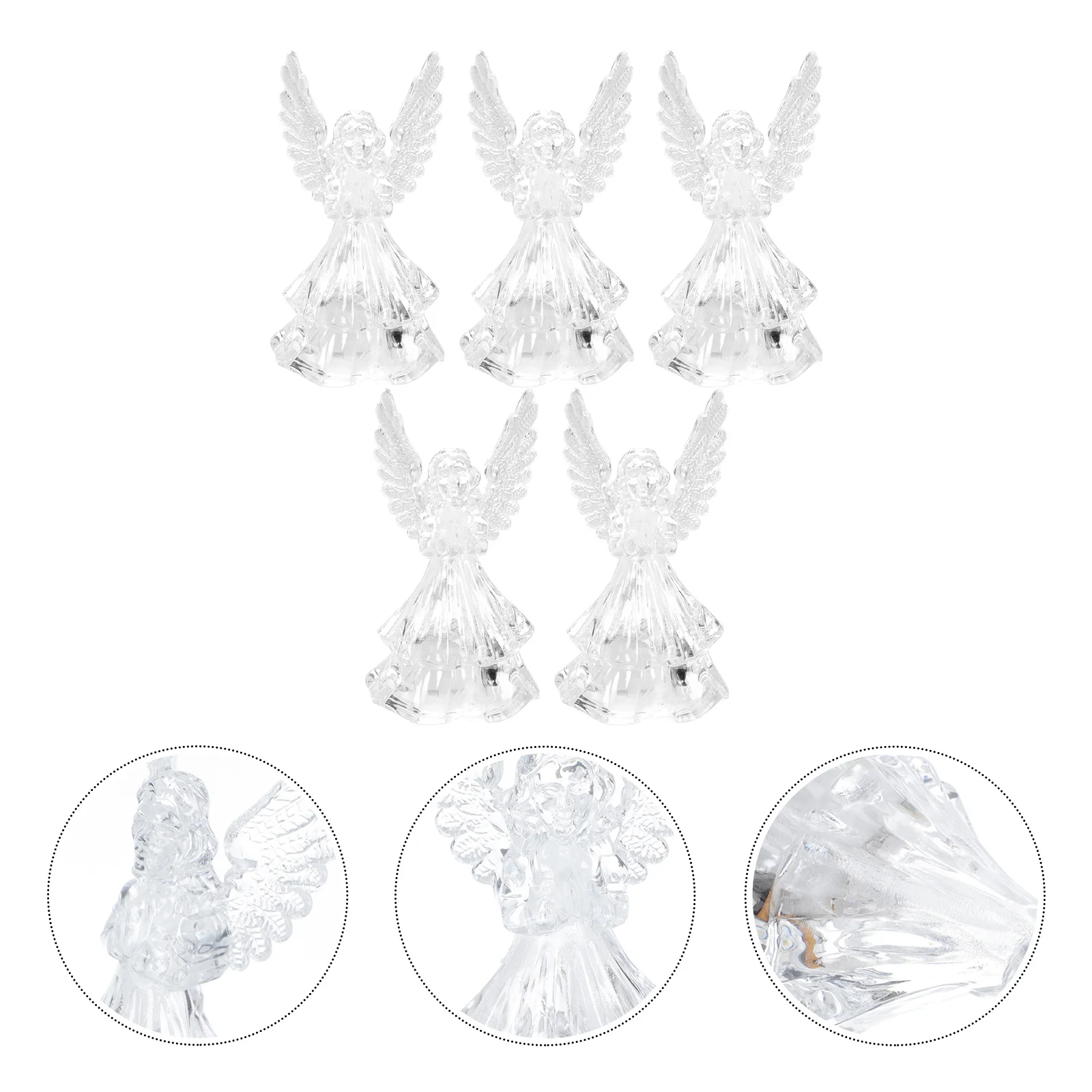 

5Pcs Xmas Lamp Acrylic Angel Decor Luminous Ornament Party Scene Layout Desktop Christmas Night Light Xmas Lamp Adorn