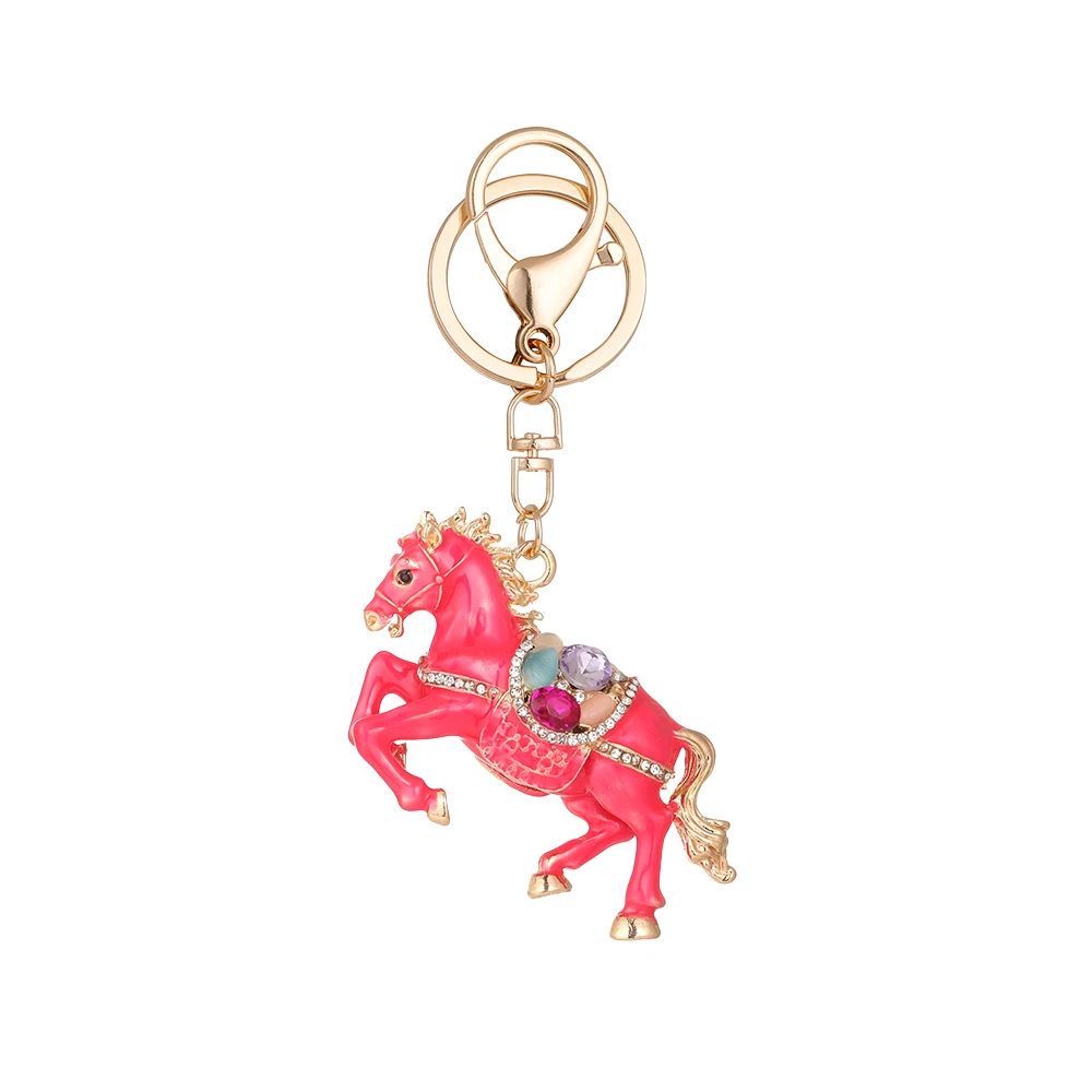 2025 Luxury Horse Key Chain Women's Handbag Pendant Crystal Rhinestone Chinese Zodiac Year Mascot Fashion Accessory