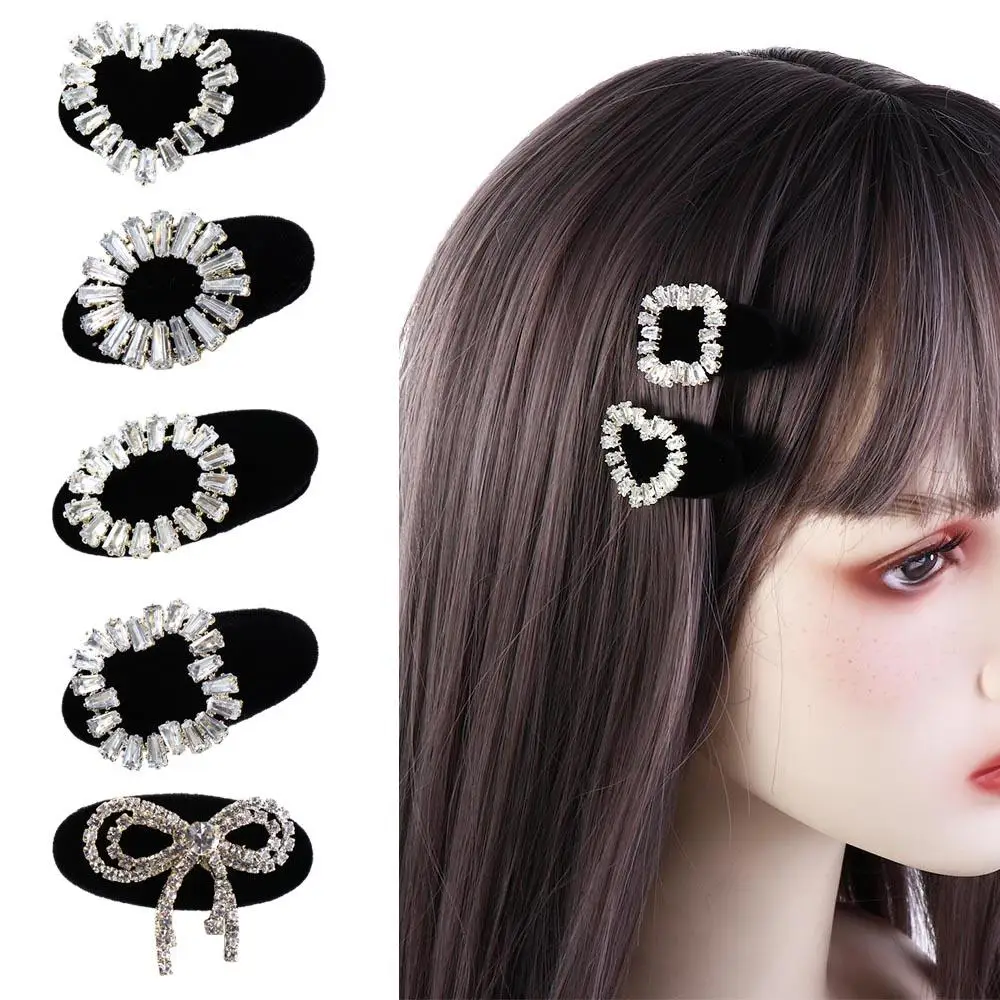 أزياء الزركون القلب الفاخرة هيرباند حجر الراين المخملية منقار البط كليب الفتيات مشبك شعر الكورية نمط دبوس الشعر المشابك الحلوة