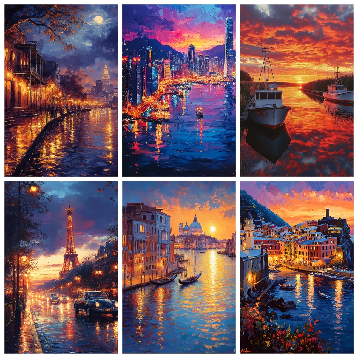 

500/1000/1200/2000PCS Puzzles for Adults,Retro Sunset City Night Scene Jigsaw Puzzles Stress Relieving Fun Game Home Decor Gift