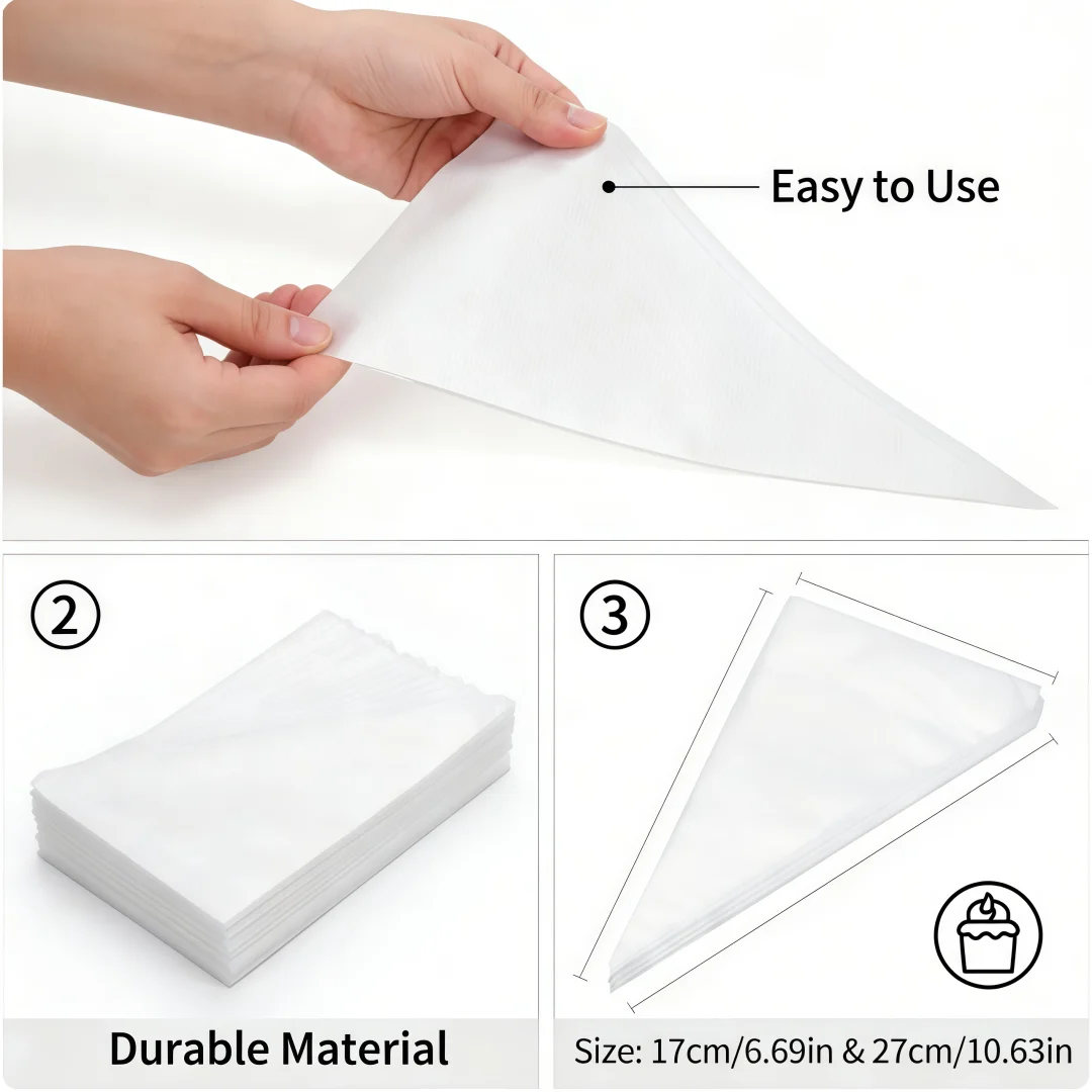 ​ ​ 100 عبوة من أكياس المعجنات مع أطراف ثلج - لتزيين الكيك، صندوق الغداء، مشاريع ممتعة وعائلية يمكنك صنعها بنفسك - مستلزمات المطبخ والحفلات ​
