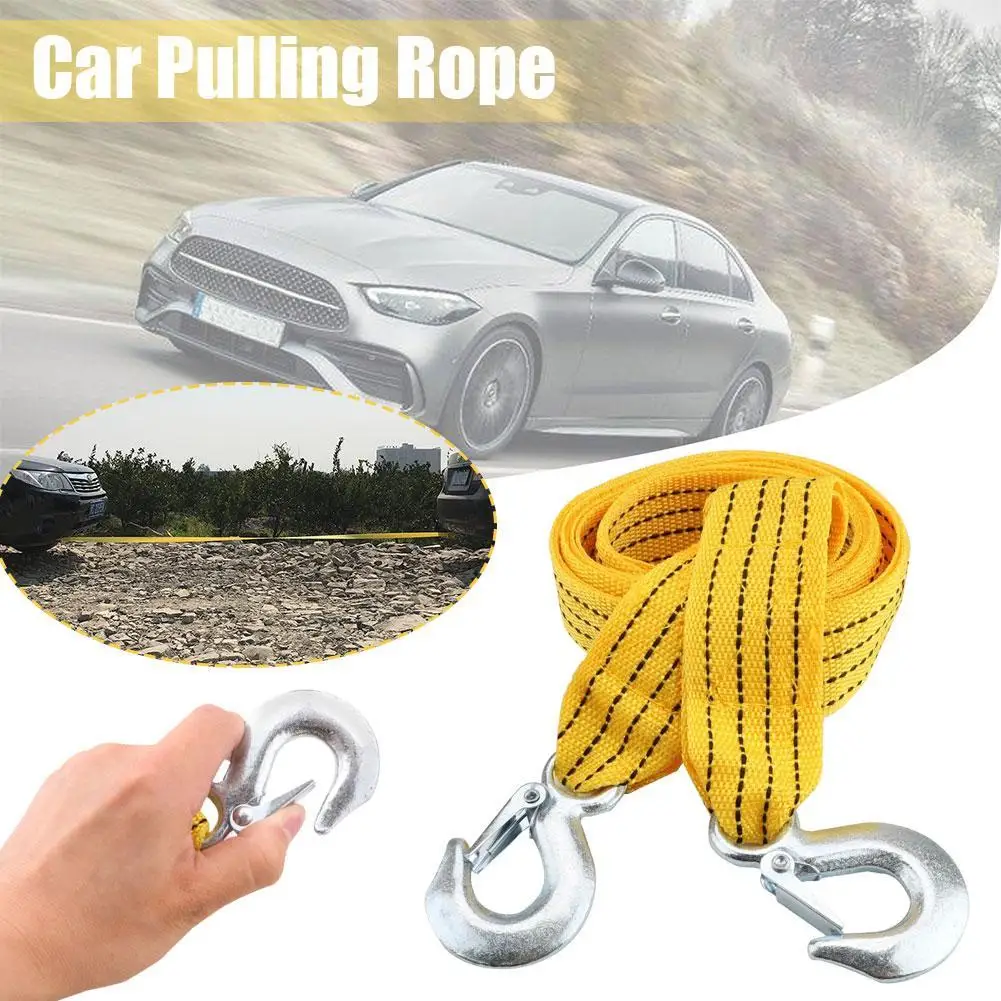 

4M Car Towing Rope Tow Strap Nylon Alloy Steel Hook Emergency Rescue Tools Accessories For Trailer Off Road 4x4 Motorcycle T4X6