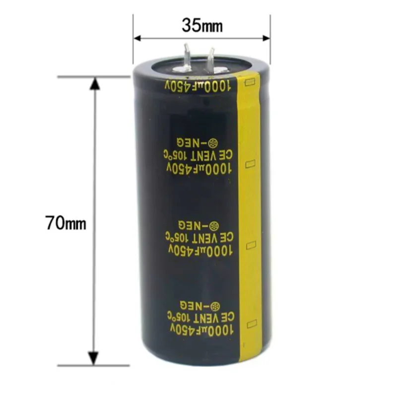 2 قطعة 1000 فائق التوهج الألومنيوم مُكثَّف كهربائيًا 100V 200V 250V 400V 450V مكثف