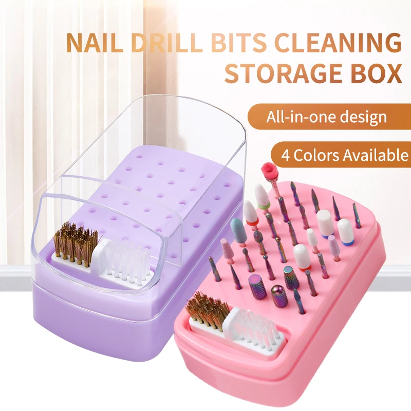 30 Slots Nail Drill Bits Organizer Box Acrylic Dustproof Portable Empty Storage for Salon Nail Art Supplies view 2