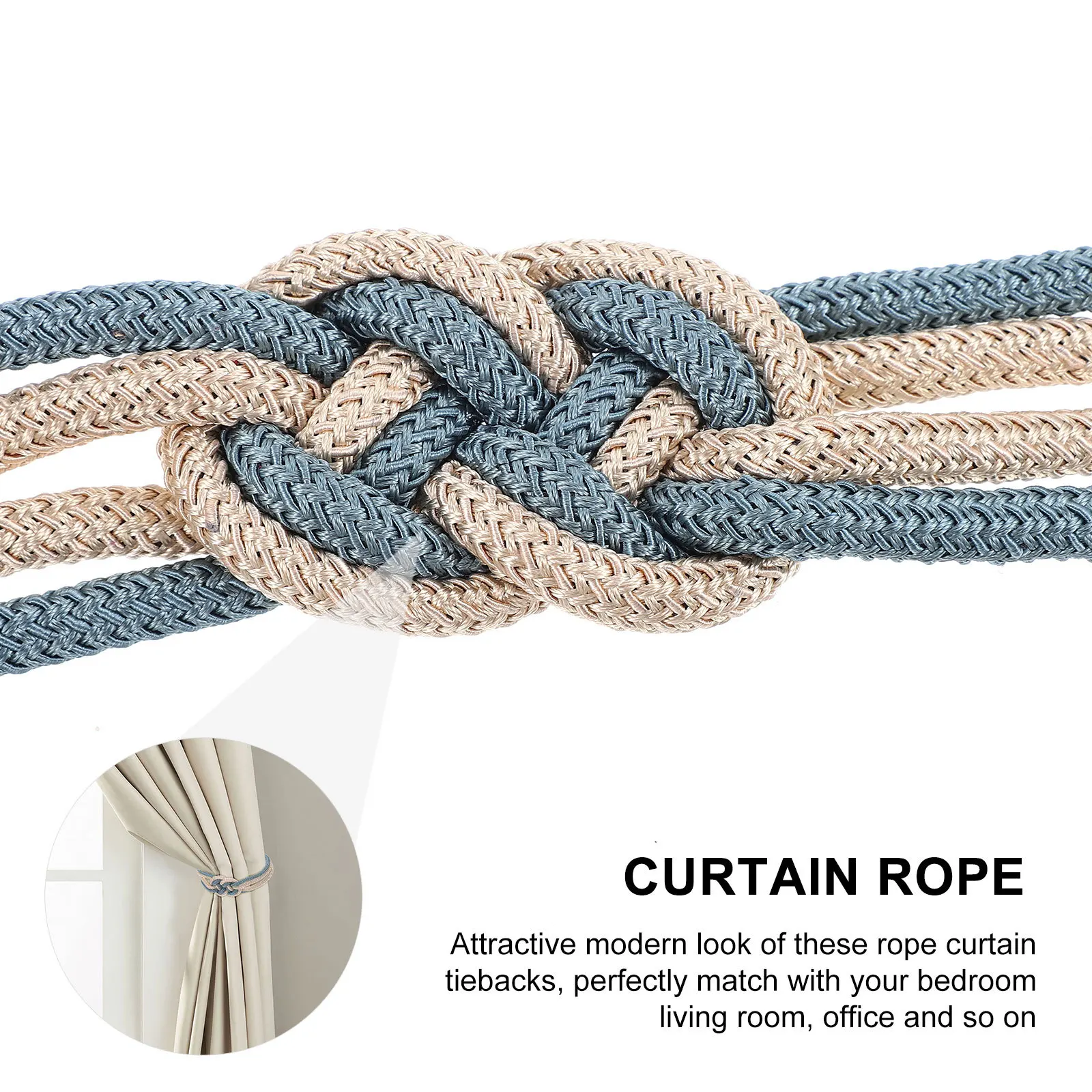

2Pcs Practical Curtain Strap Simple Cotton Rope Buckle Binding Tieback for Home Living Room Kitchen Decoration