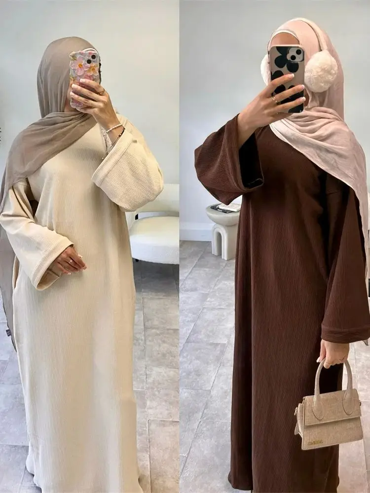 Ramadan Eid Winter Abaya Dubai Kaftan Muslim Modest Dress Abayas For Islamic Prayer Clothes Women Robe Longue Femme Musulmane