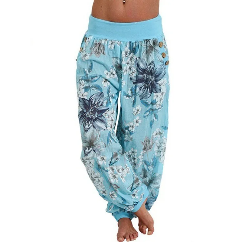 

Krisnanas 11 Colors S-3xl Printed Women Pants 2025 Lazy Elastic Waist Full-length Comfort Wide-leg Pant Woman's Clothes 72819