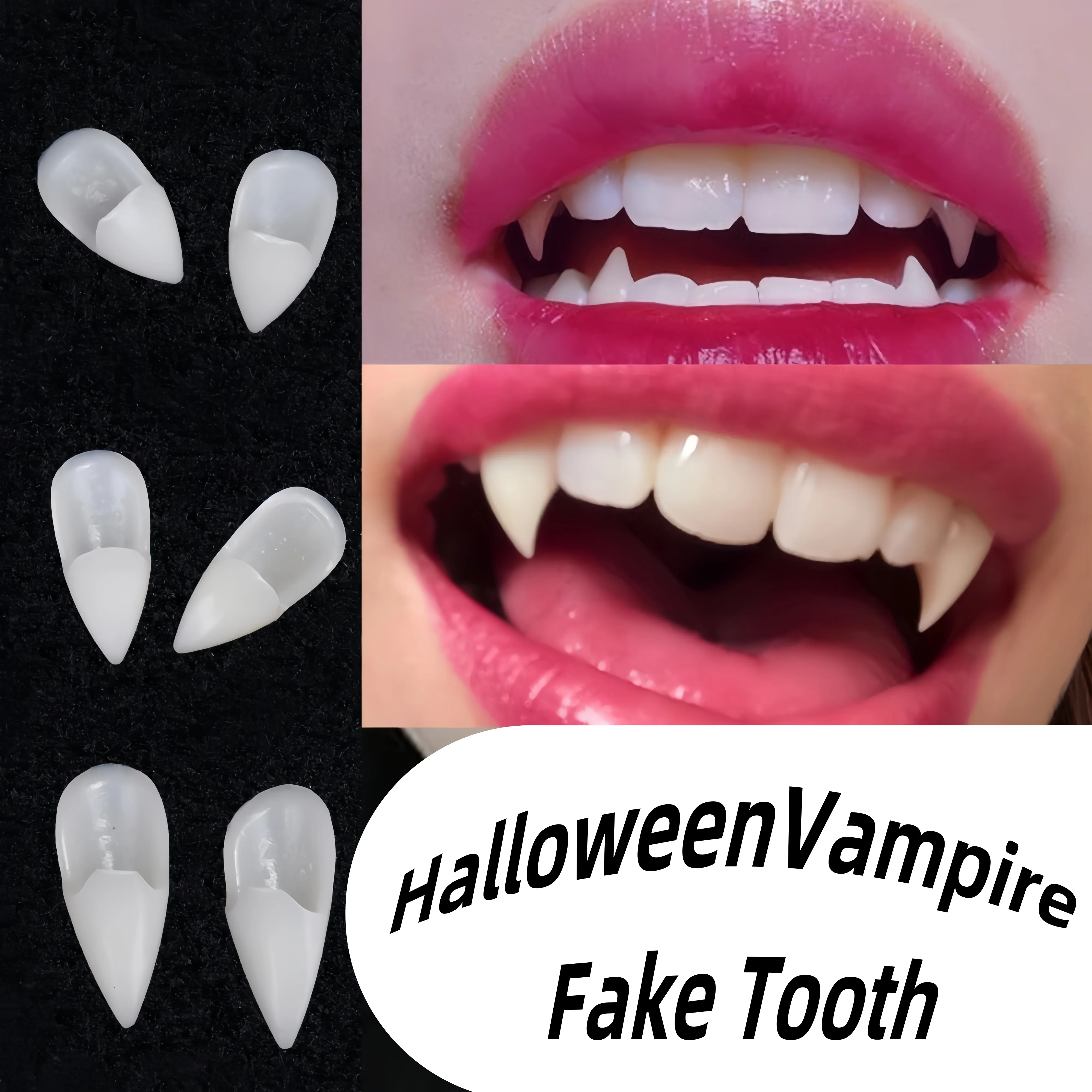 Vampire Fangs Resin Teeth Set Halloween Zombie Fake Teeth Cosplay Props for Party Decoration 13mm 15mm 17mm 19mm Sizes Available