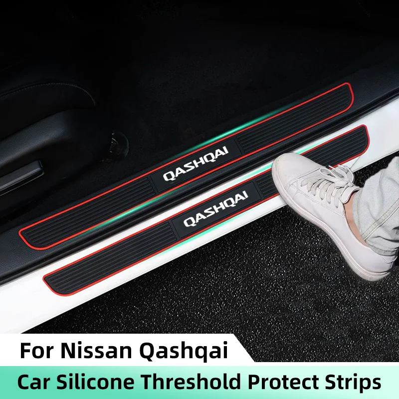 

4 шт. резиновые накладки на пороги автомобиля для Nissan Qashqai J10 J11 J12, защита от царапин, автомобильные дверные панели, защитные накладки, полоски