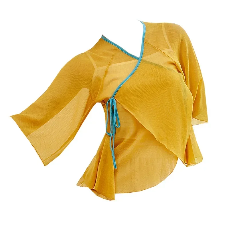 Elegant Chinese ancient style outer body rhyme top body national art test practice clothes classical dance gauze