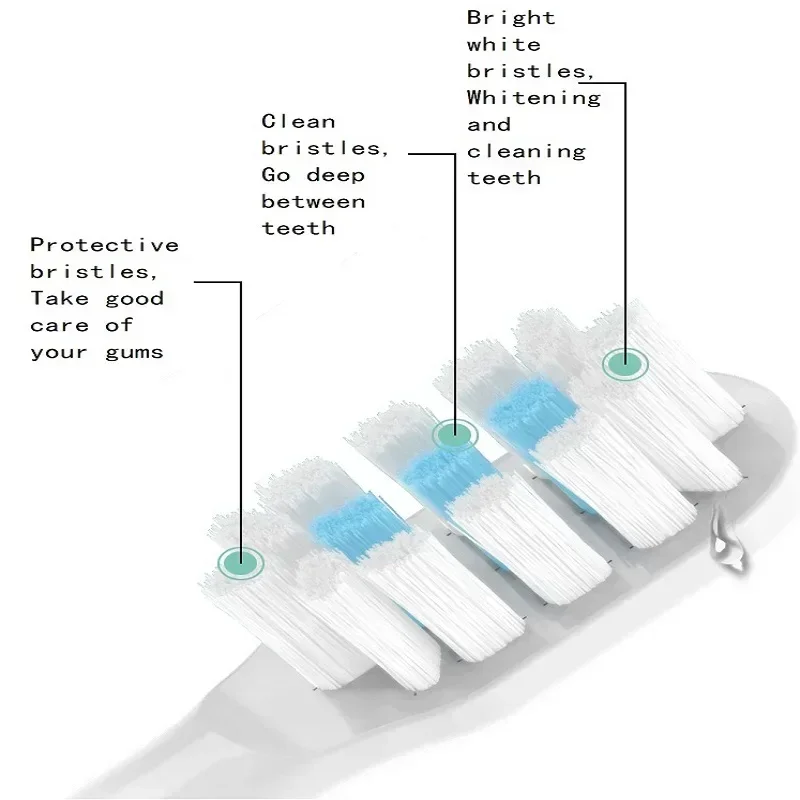 소닉 전동 칫솔 헤드 교체, 샤오미 미지아 T300, T500, T700 용, 부드러운 강모 노즐 진공 패키지, 4 개
