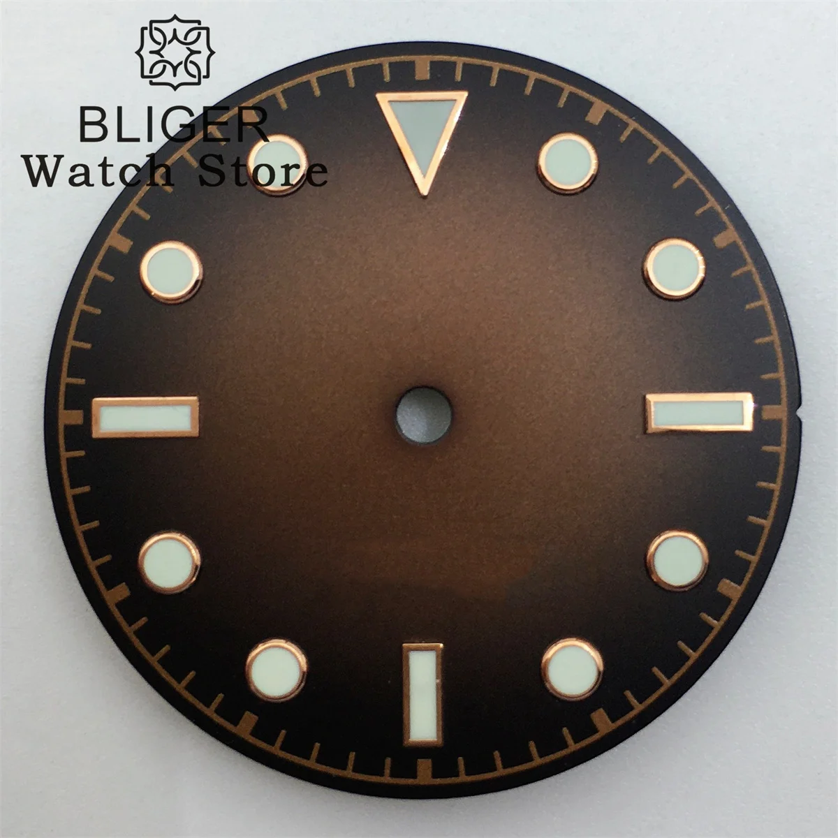 BLIGER 29mm Bronze Dial Rose Gold Index With Hands C3 Luminous Fit NH34 NH35 NH36 ETA 2836 2824 PT5000 Miyota DG Series Movement