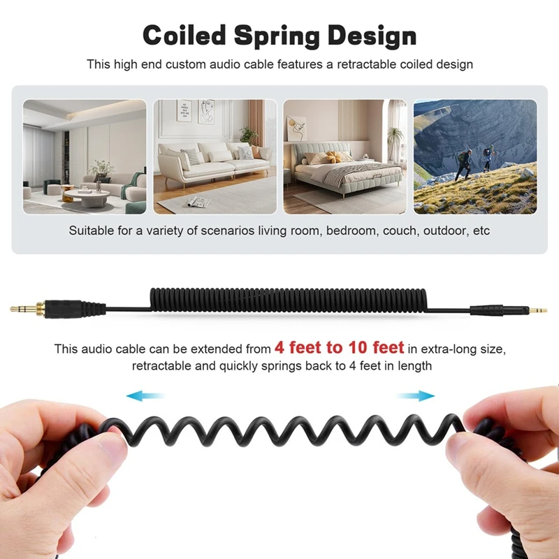 كابل صوت بديل لسلك HD8 DJ لـ HD6 Mix، HD7 DJ، HD8 DJ، HD515، 2.5 مم إلى 3.5 مم سلك Aux مع محول 6.35-ABLA #4