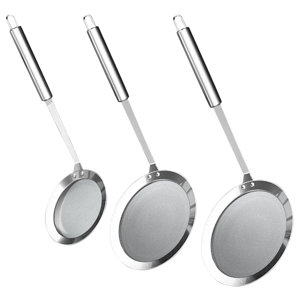 

3 Pcs Flour Sifter Sieve Oil Filter Kitchen Colander with Handle