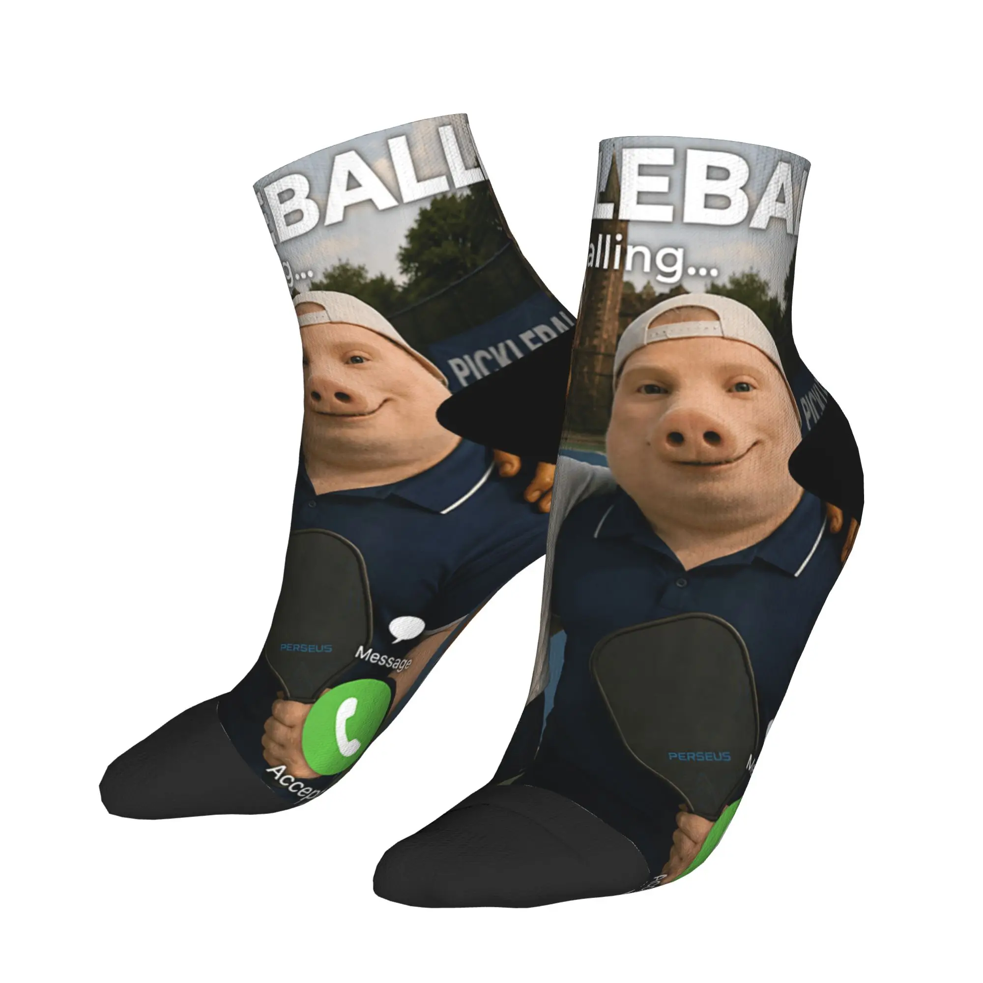 Tung Sahur John Pork Pickleball Calling The Court Waiting Socks Spring Ankle Socks Men Soft Socks Pattern Cycling Anti Socks