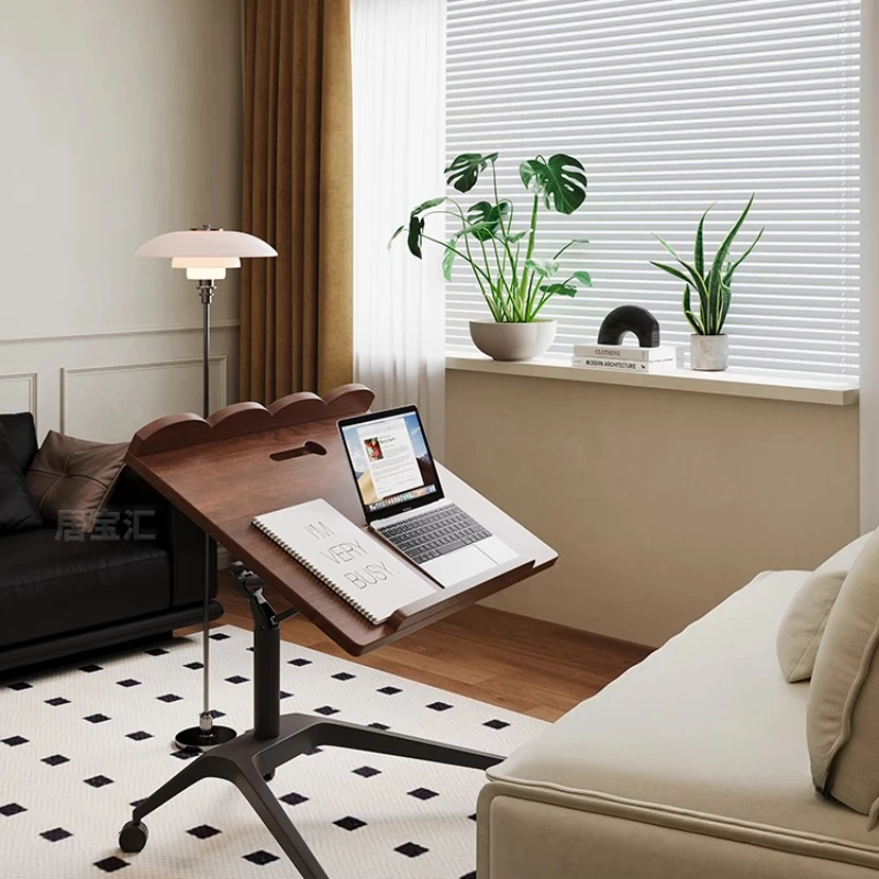 

Компьютерный стол из массива дерева. Подъемный и подвижный стол из черного ореха для дома. Складная полка. Стоячий стол.