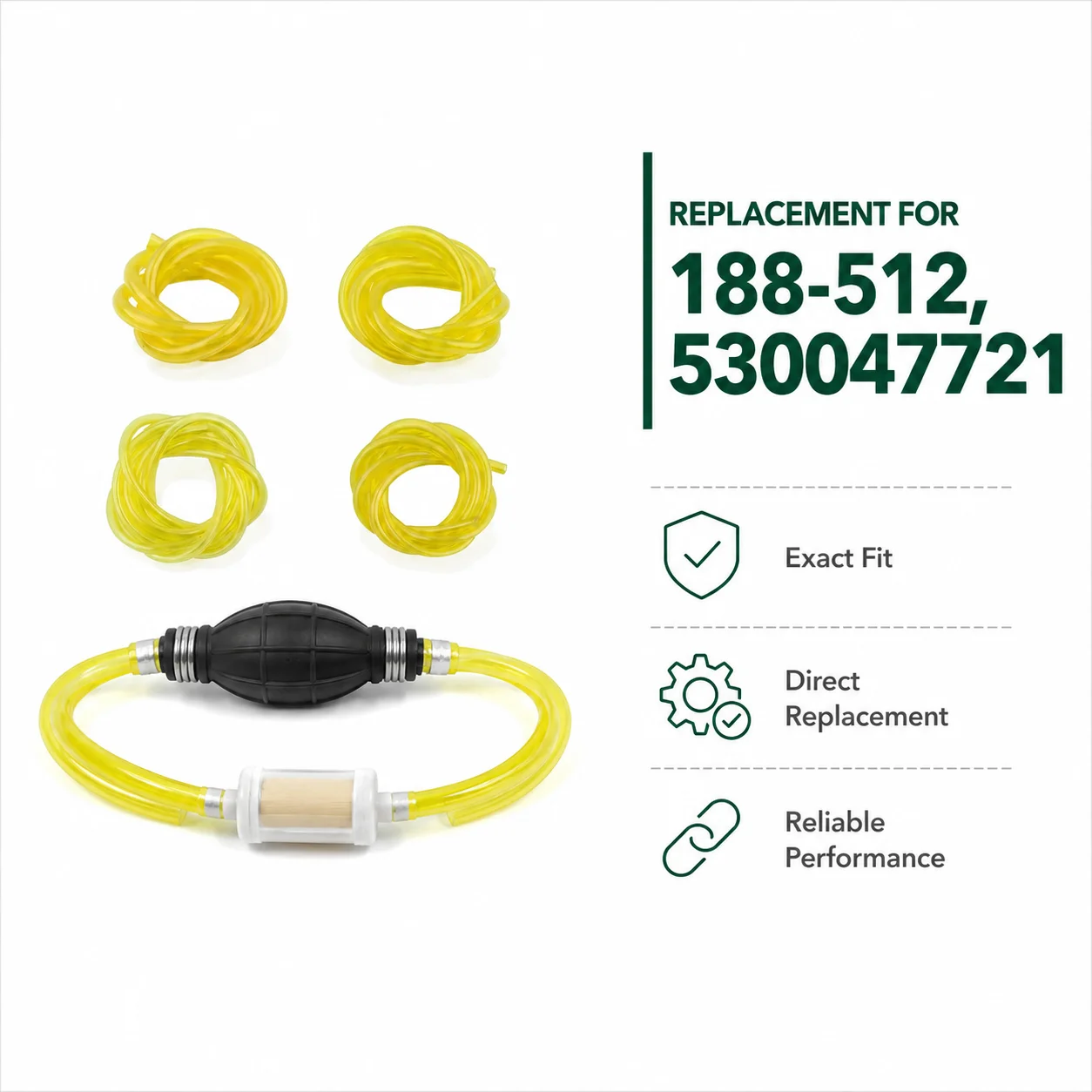 4 Size Fuel Line Hose Primer Bulb Fuel Filter Kit, For Poulan 35879158 35879558 Craftsman Husqvarna RYOBI 188-512 530047721
