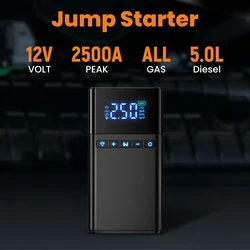 12V Car Jump Starter Quick Charge with Air Compressor 2500A Diesel Portable Emergency Battery Auto Booster Starting Device