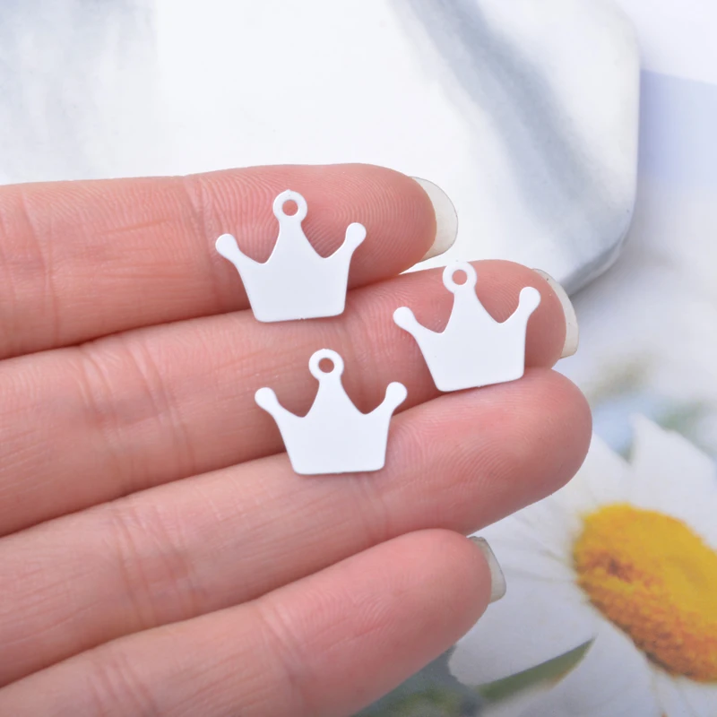 30 Stück AC15259 Messing-Schmuck-Kronen-Anhänger Bunte Blumen-Anhänger DIY Damen Ohrring Halskette Zubehör – Detail 14