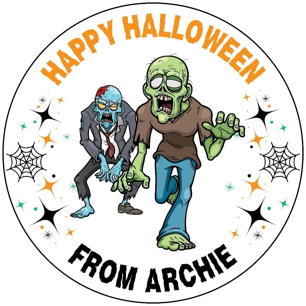 CIFbuy Personalized Round White‑Background Aluminum Plaque, Custom Name Halloween Zombie Door Decor Gift (Only For Decoration