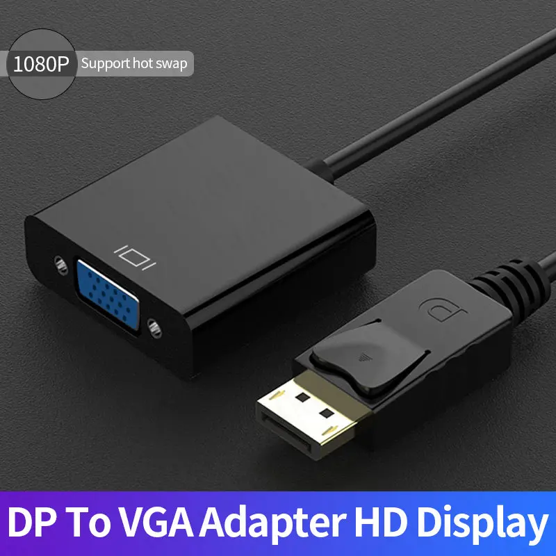 1080P DisplayPort DP na kabel adaptera VGA męski DP na VGA żeński konwerter Adapter kabel do projektor do komputera HDTV Box ekran do laptopa