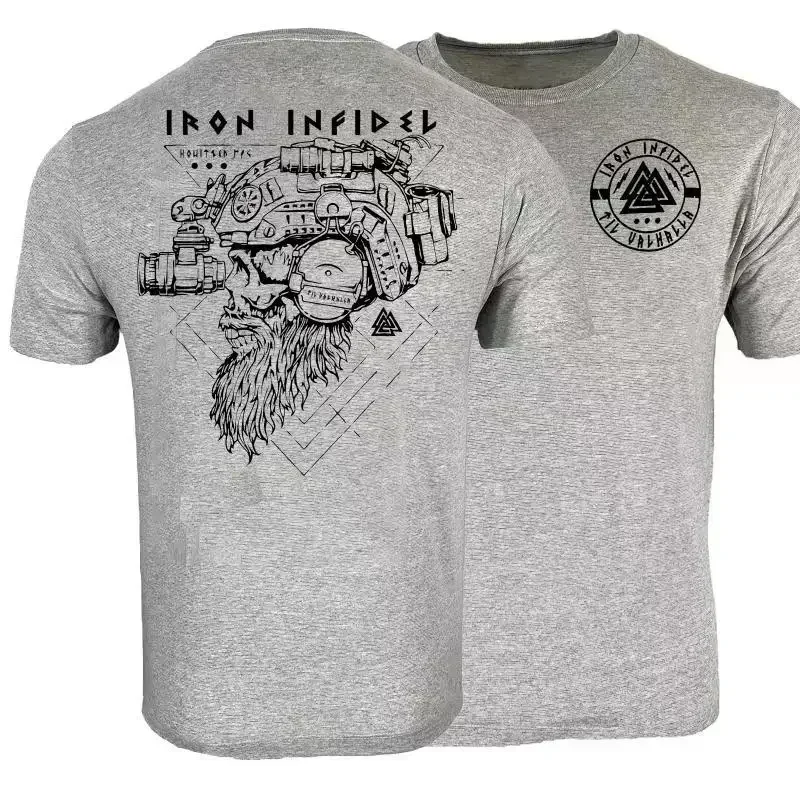 Til Valhalla Stile Nordico Guerriero Americano Teschio Tattico T-Shirt Nuovo 100% Cotone O-Collo Estate Manica Corta Casual T-Shirt Da Uomo