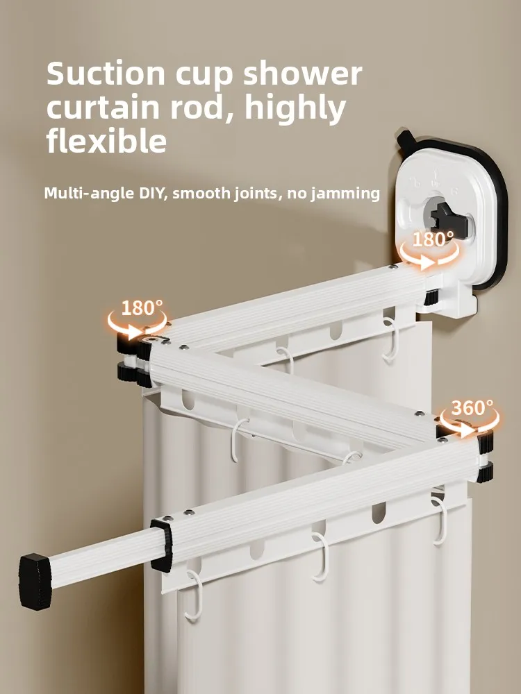 Invisible Moldproof Quick-Drying Bathroom Curtain Suction Cup Foldable Bath Curtain High End Waterproof Polyester Material