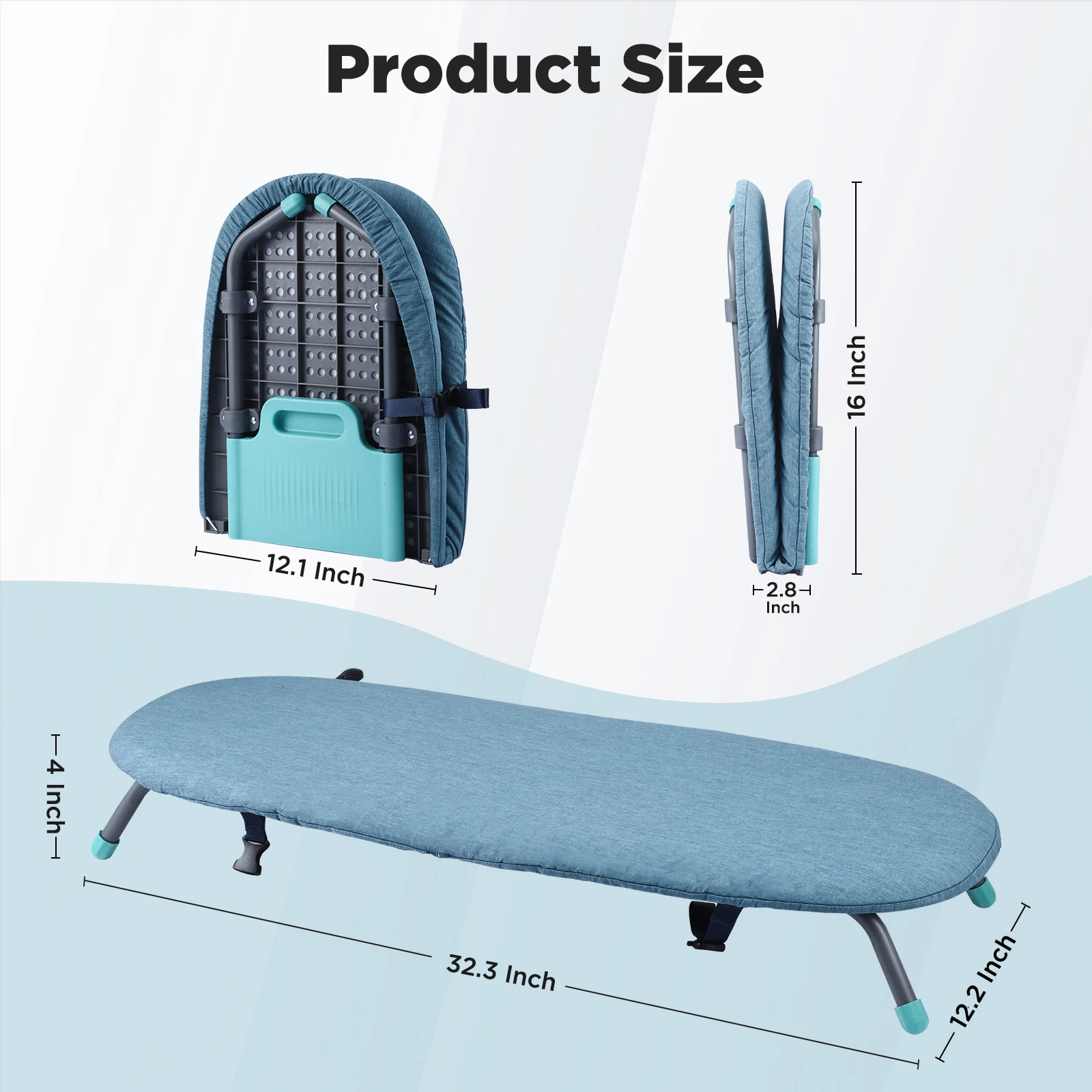 31*82cm Folding Tabletop Ironing Board Heat Resistant Ironing  Portable Ironing Board Cover with Non-Slip Feet for Home Use