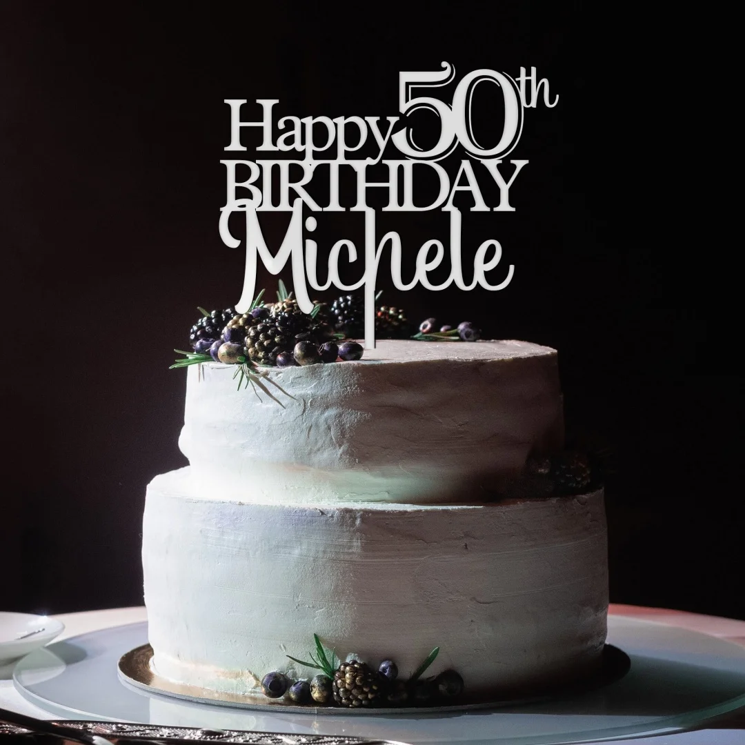 قطعة واحدة من قابس كعكة PMMA المخصص - اسم محفور مخصص لعيد الميلاد، نسيج معدني، DIY، منقوش بالليزر، مثالي للولادة #5