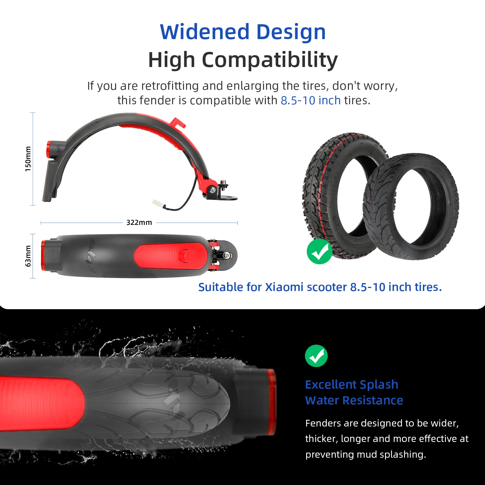 ULIP Superior Aluminium Rear Fender Parts Tire Splash Fender Guard For Xiaomi M365 Pro2 1S MI3 Scooter Rear Mudguard Accessories