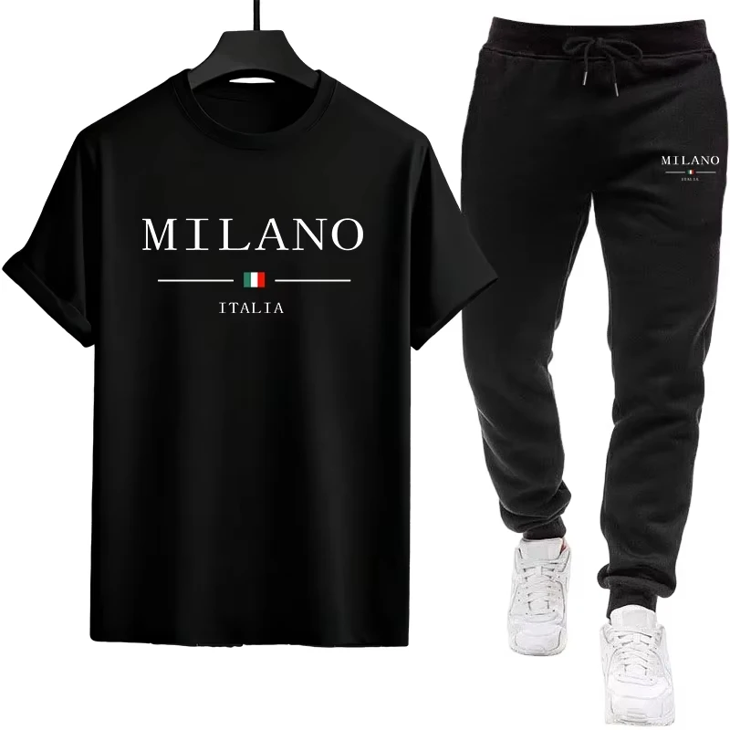 

Versatile Single Men's T-Shirt and Sport Pants Set High Quality Breathable Fabric Casual Summer Jogging Outfit for Daily Wear