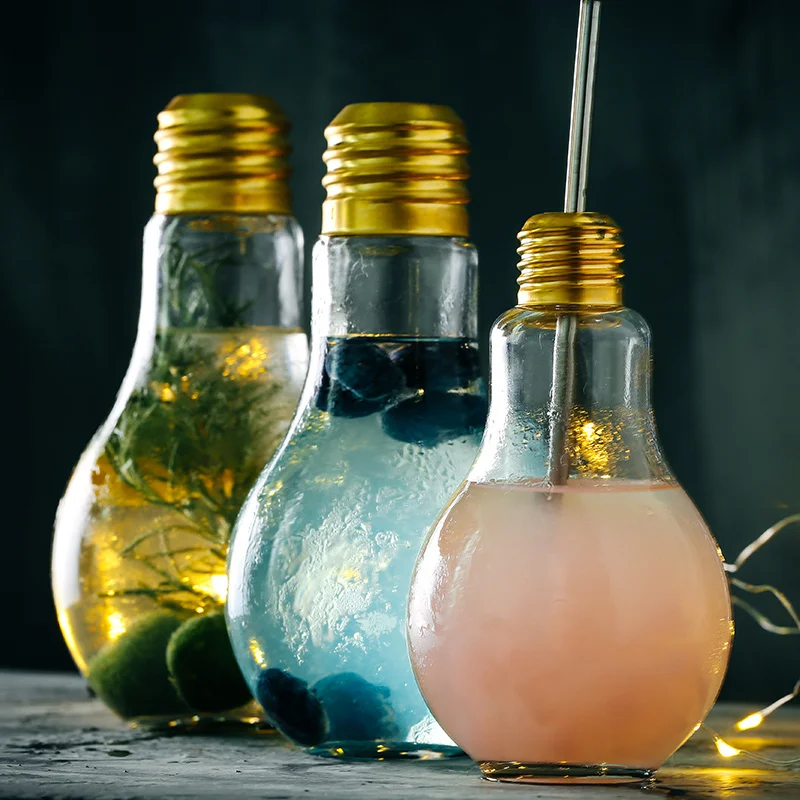 Unique Creative Lamp Bulb Globe Tail Cup Bar Club Juice Wine Glass Student Portable Juiceglass Bicchieri Vetro Vaso Plegable