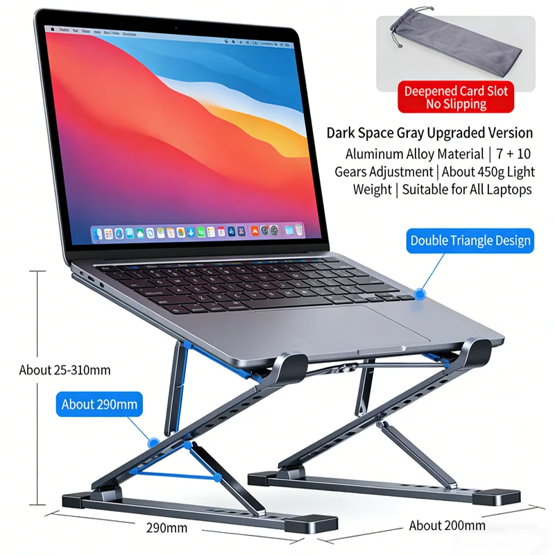 Support d'ordinateur portable pour Macbook pliant réglable en aluminium ordinateur Pc tablette support ordinateur portable support d'ordinateur Dissipation thermique