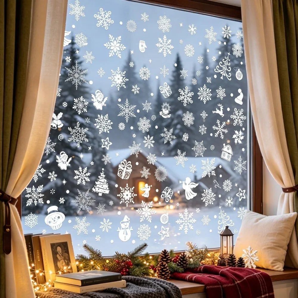 Waterproof Christmas Static Cling Decal Removable Static Exquisite Glass Window Sticker DIY Festive Atmosphere