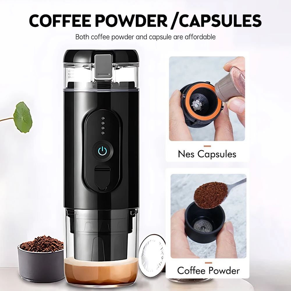 Portable Electric Espresso Coffee Machine Mini Coffee Maker Cordless Heating Single Serve 18Bar Pump Pressure Auto Brew 2500mAh