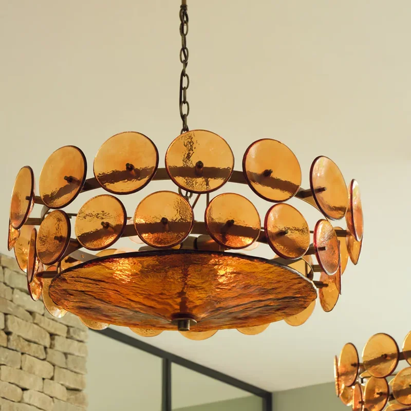 Französische Retro Braune Glas-Pendelleuchten Wohnzimmer Schlafzimmer Restaurant Küche Hotel Luxus-Kronleuchter Wohndekor Lampen Leuchten