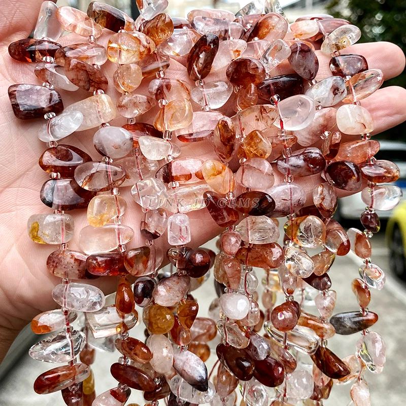 15x7mm Natural Stone Red Flower Quartz Teeth Bead Loose Spacer Gravel Bead For Jewelry Making DIY Bracelet Necklace Accessory view 6