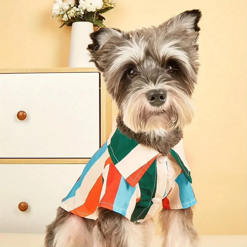 Ins Wind Striped Color Dog Clothes Cute Cat Clothes Manufacturers Wholesale Cross-border Supply Pet Clothes Shirts