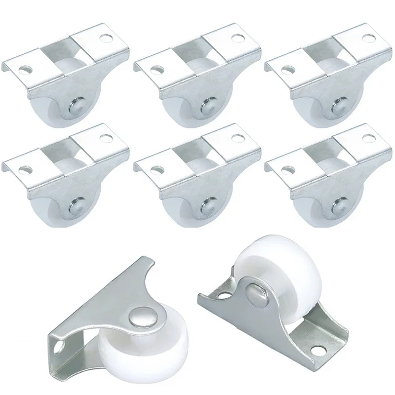 10Pcs Furniture Caster Wheel White Rail Fixed Casters Plastic Directional One-Way Wheel Trolley Funiture Hardware Accessories