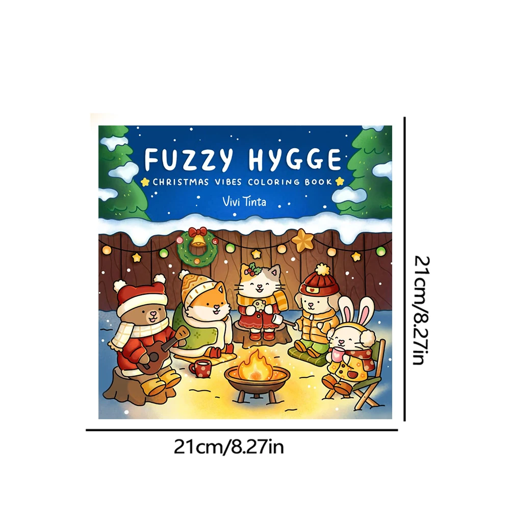 Coloring Book For Adults And Teens Featuring Adorable Christmas Creatures Cartoon Coloring Book To Relax In A Cozy Hygge Moment