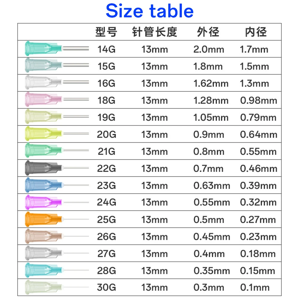 100 шт., 13 мм, игла для дозирования клея, игла 0,5 дюйма, подходит для всех клеев, жидкая паяльная паста, дозатор клеев, игла