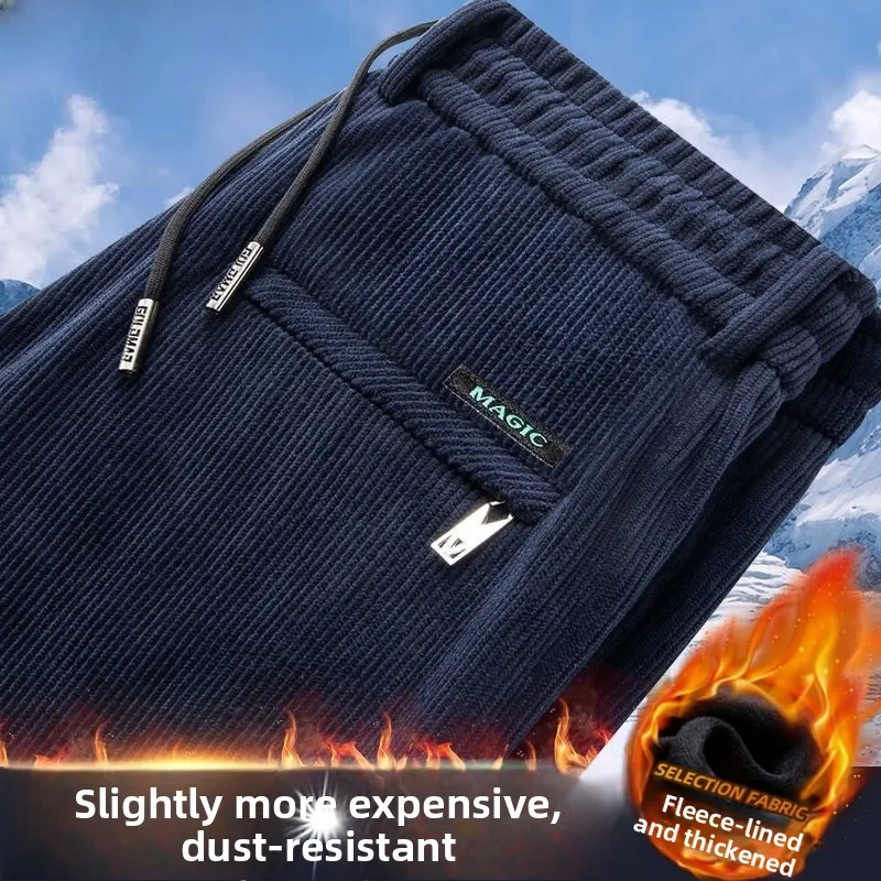 

Men's Corduroy Pants Fce Lined Thiened Straight Leg Loose Busin Casual Warm Sweatpants Autumn Winter Faion