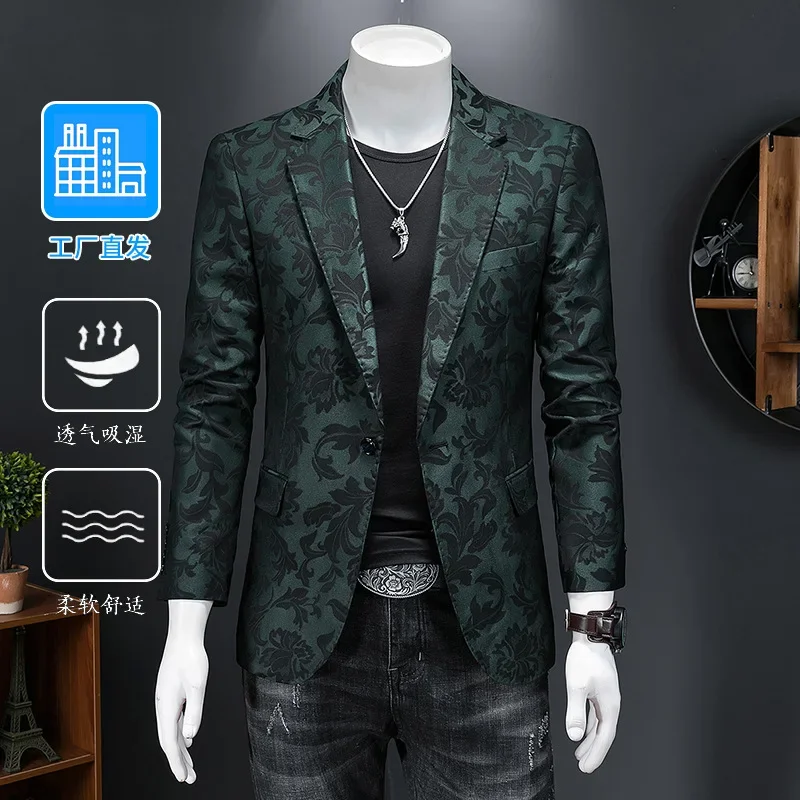 

Y12-Men's Korean style slim fit jacket business professional formal jacket groom best man wedding small suit