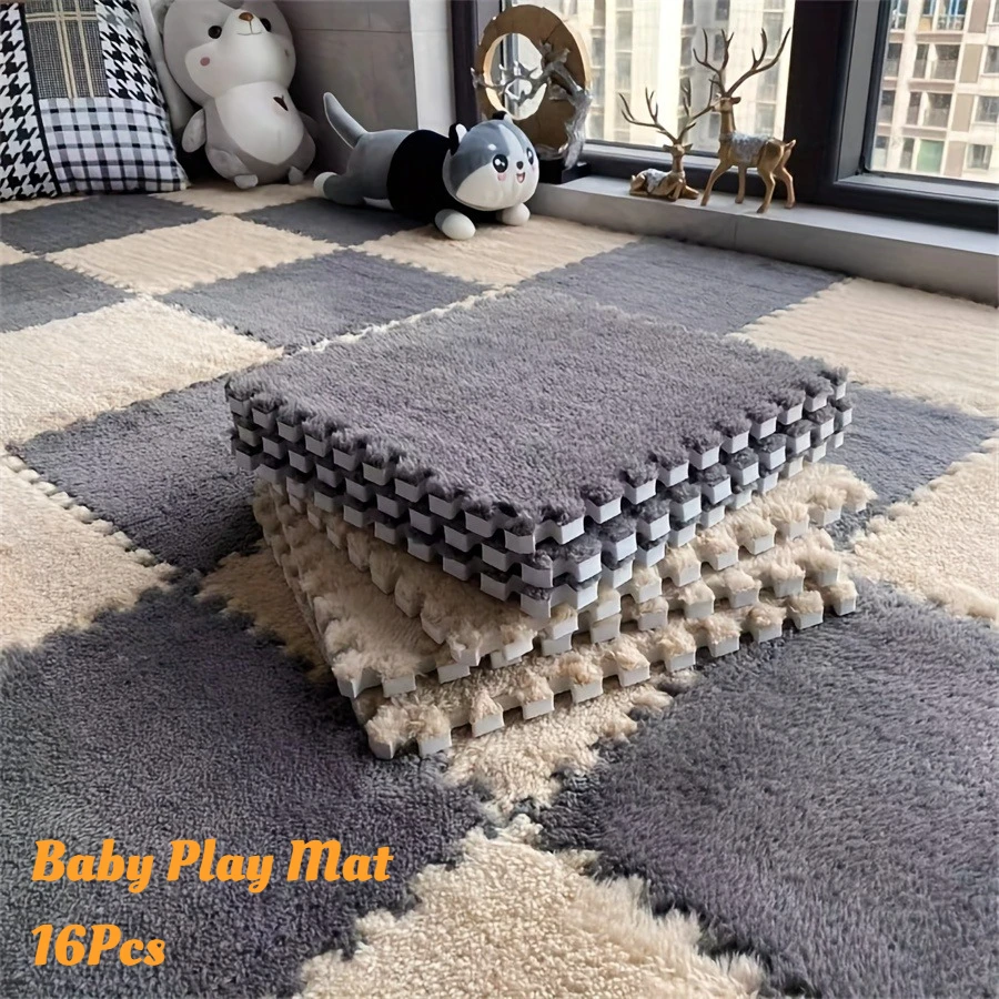 

30x30x1cm 16 Pcs Baby Play Mat Living Room Bedroom Interlocking Floor Mat EVA Anti Slip Interlocking Floor Mat Bedside Rug DHDH